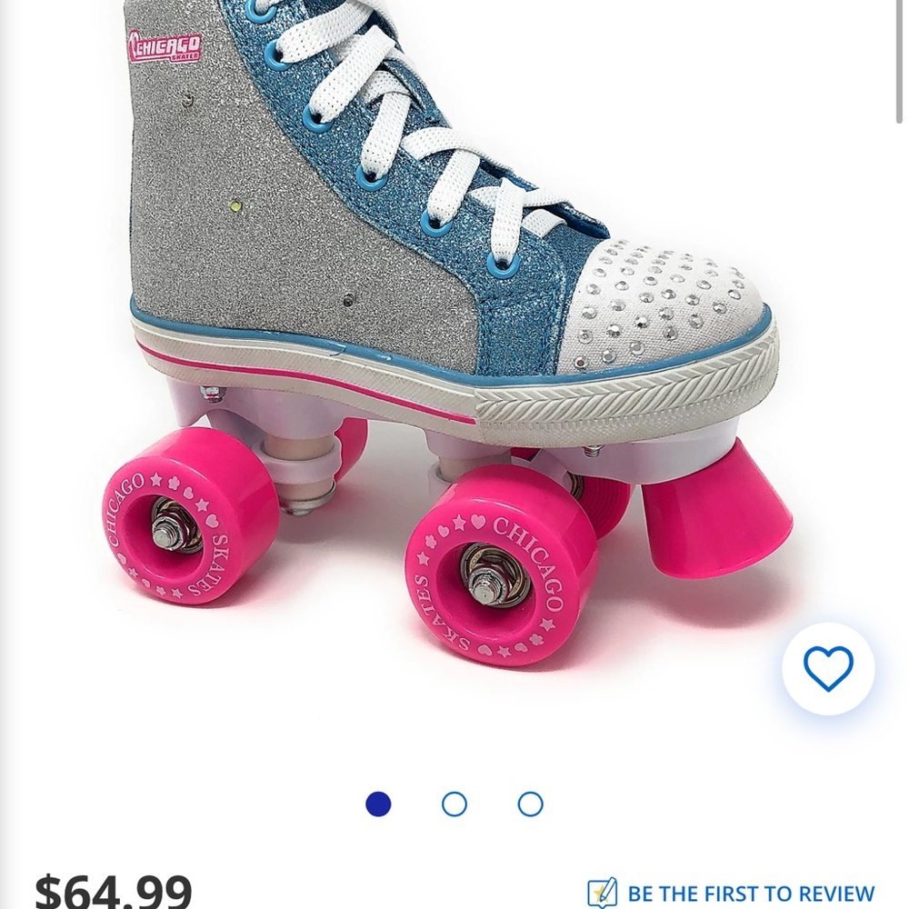 Chic Glitter Roller Skates - Blue, Silver, and Pink children’s size 3